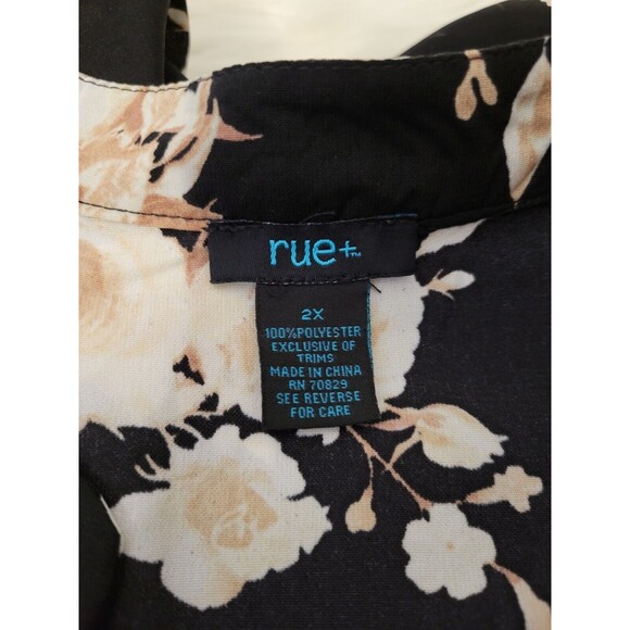 Rue 21 Hi-Low Tunic Women 2X Plus Black Floral Braided Drawstring Accent - Picture 6 of 7